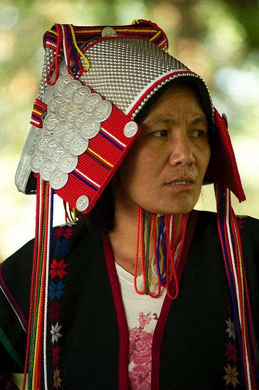 Birma, Tachileik, kobieta Akha (Na północy Tajlandii i Laosu)